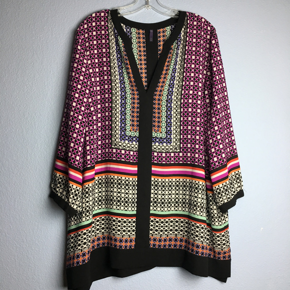 NYDJ Tops - NYDJ Geometric Print Semi Sheer Tunic Top 2X